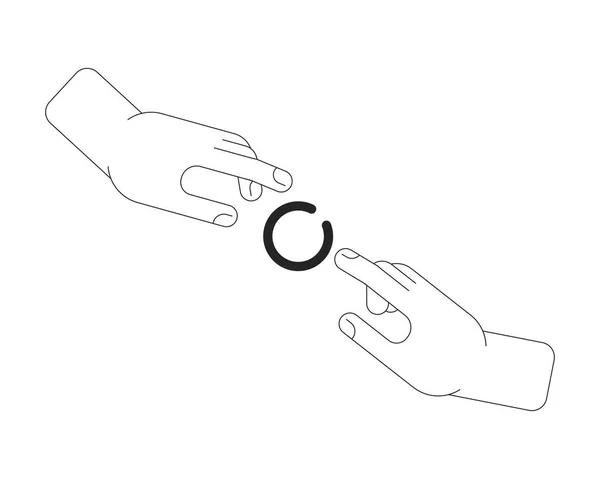 Руки Тянутся Друг Другу Загружая Черно Белый Прядильник Web Loader — стоковый вектор