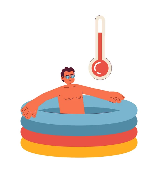 Swimming Pool Temperature High Flat Concept Vector Spot Illustration Hispanic — Stock Vector