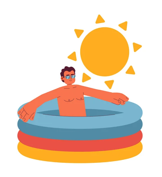 Zwembad Warmte Vlakke Concept Vector Spot Illustratie Latijnsamerikaanse Man Kleine — Stockvector