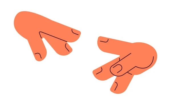 Prsty Dotýkají Poloplochého Barevného Vektoru Zkus Dotknout Upravitelný Kreslený Klip — Stockový vektor