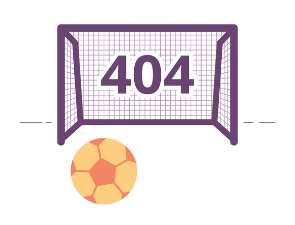 Football Game Error 404 Flash Message Kicking Ball Gate Empty — Stock Vector