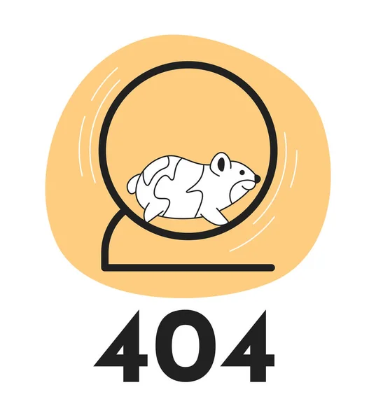 Hamster Drôle Cours Exécution Dans Roue Noir Blanc Erreur 404 — Image vectorielle