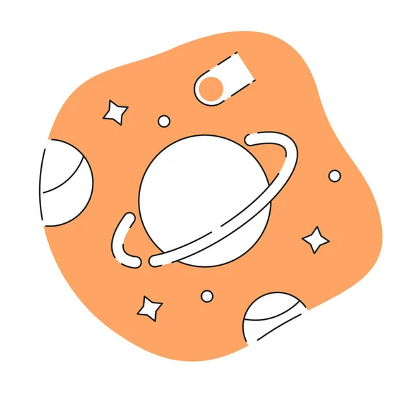 Sticker Galaxy Avec Planète Étoiles Monochrome Vecteur Plat Une Comète — Image vectorielle