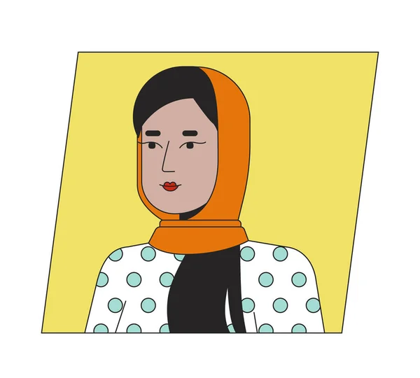 Cute Woman Hijab Flat Color Cartoon Avatar Icon Young Adult — Stock Vector