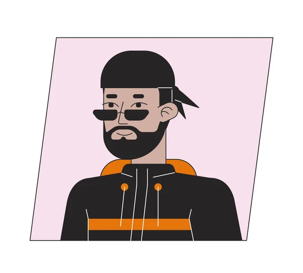 Muslimský Hipster Brýlích Ploché Barvy Karikatura Avatar Ikona Stylový Muž — Stockový vektor