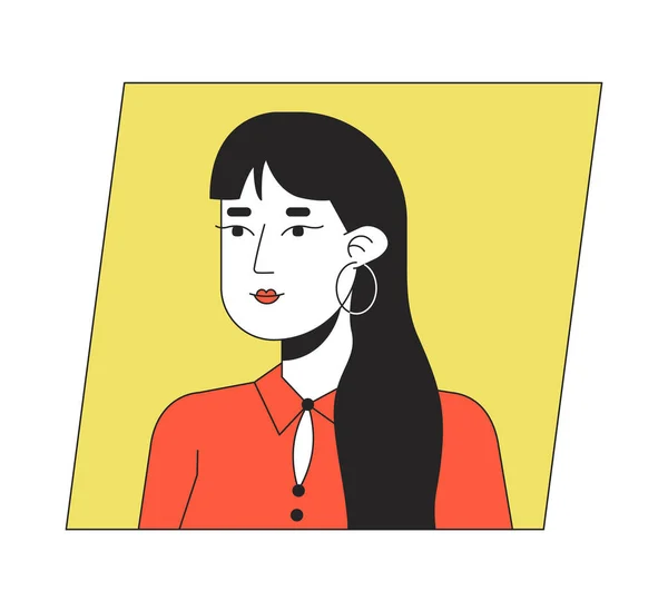 Attraktiv Asiatisk Vuxen Kvinna Platt Färg Tecknad Avatar Ikon Redigerbar — Stock vektor