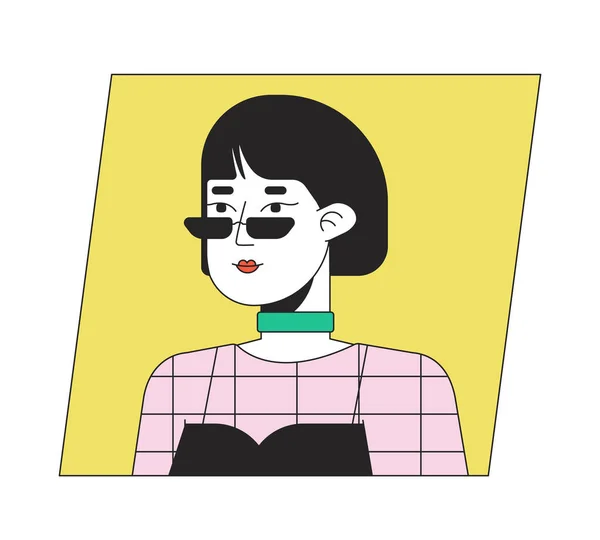 스타일에 선글라스 아이콘을 아시아 Editable 사용자 Clipart 머리와 어깨가 화려하다 — 스톡 벡터