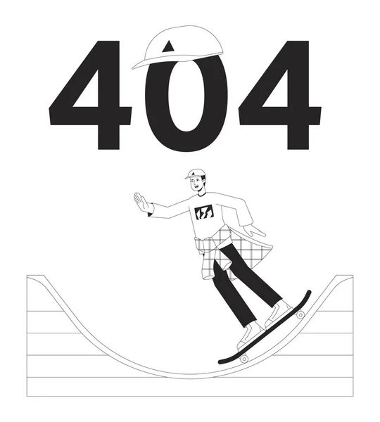 Skater Fährt Auf Der Rampe Schwarz Weiß Fehler 404 Flash — Stockvektor