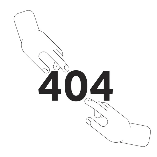 Fingrarna Vidrör Svart Vitt Fel 404 Flash Meddelande Händerna Sträcker — Stock vektor
