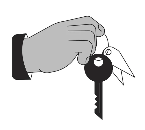Giving Key Flat Line Vector Spot Illustration Handing House Key — Stock Vector