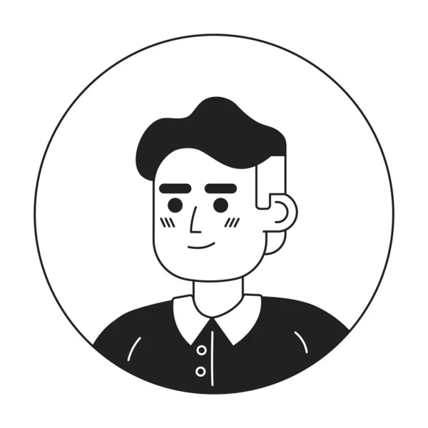大人の銀髪男モノクロームフラット線形文字頭 編集可能なアウトラインハンドは 人間の顔のアイコンを描いた 2D漫画スポットベクトルアバターイラストForアニメーション — ストックベクタ