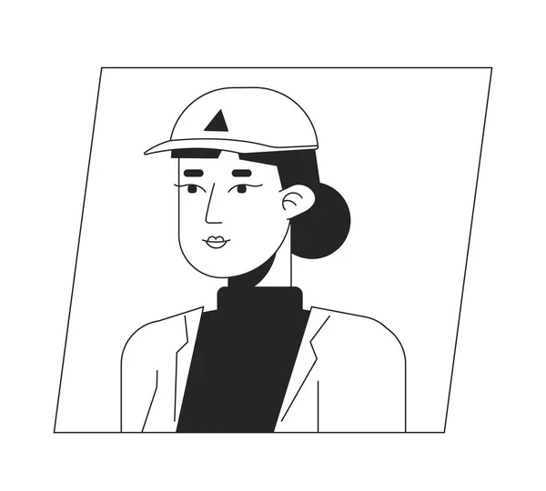 Pretty Young Lady Cap Black White Cartoon Avatar Icon Stylish — Stock Vector