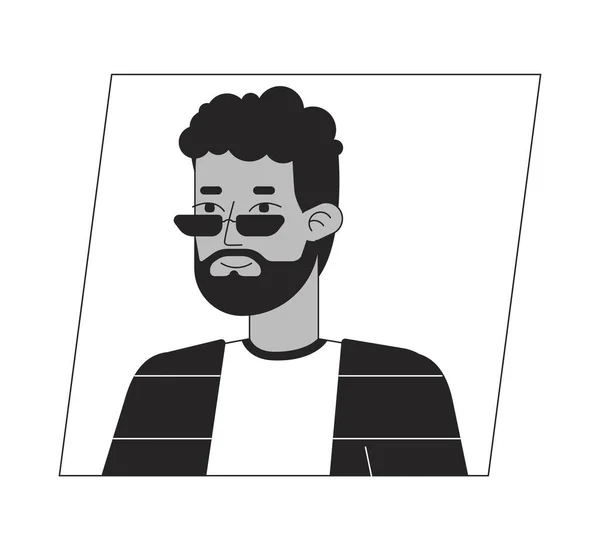 Hombre Con Estilo Gafas Sol Negro Blanco Icono Dibujos Animados — Vector de stock