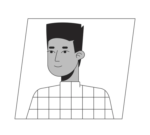 快乐的少年黑人白人卡通人物 非裔美国人比赛 可编辑的2D字符用户肖像 线性平面插图 矢量脸谱 人的头部和肩膀轮廓 — 图库矢量图片
