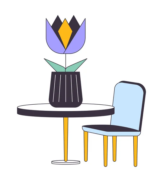 Dekorative Tisch Und Stuhl Flache Linie Farbe Isolierten Vektorobjekt Schöne — Stockvektor