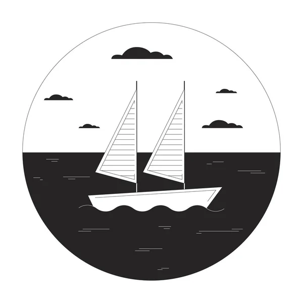 Segelbåt Vatten Vektor Plats Illustration Yacht Hav Sea Båtliv Tecknad — Stock vektor