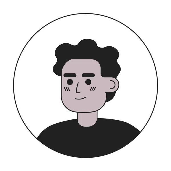 正の若い男モノクロフラット線形文字頭 編集可能な漫画のアバターアイコン アフリカの髪のドレッドロック 顔の感情 ウェブグラフィックデザイン アニメーションのためのカラフルなスポットイラスト — ストックベクタ