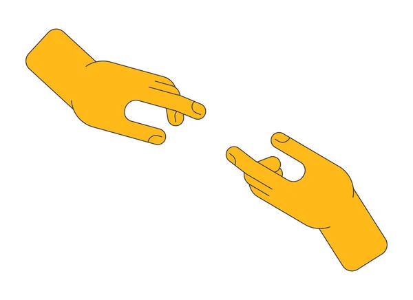 Руки Людини Досягають Один Одного Плоскої Лінії Кольору Ізольованого Векторного — стоковий вектор