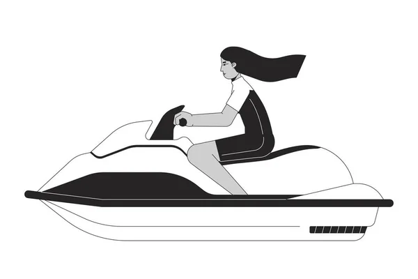 Maillot Bain Arabe Jeune Femme Équitation Jet Ski Ligne Plate — Image vectorielle