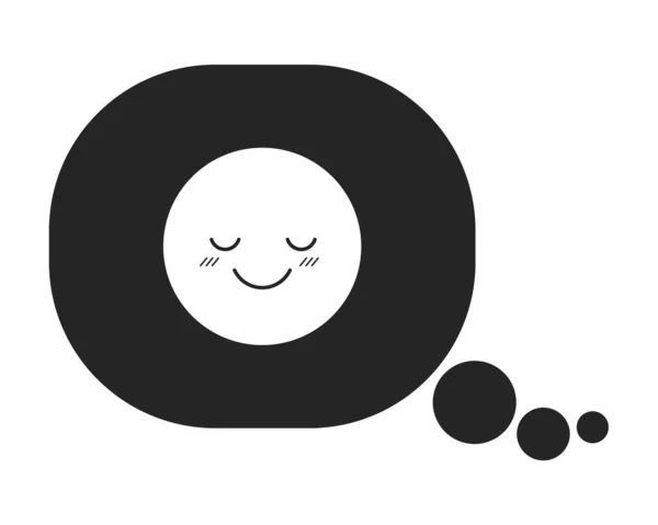 Emoji Deleitado Pensamiento Burbuja Plana Monocromo Icono Vectorial Aislado Feliz — Vector de stock