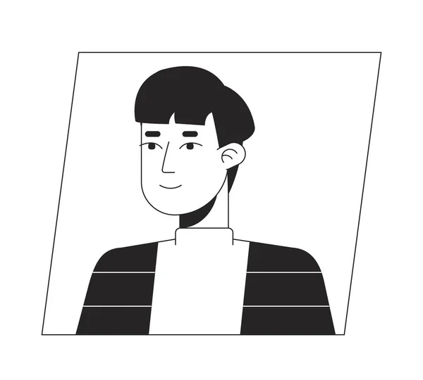 Νεαρός Ασιάτης Ασπρόμαυρο Είδωλο Καρτούν Επεξεργάσιμο Πορτρέτο Χρήστη Χαρακτήρα Γραμμική — Διανυσματικό Αρχείο