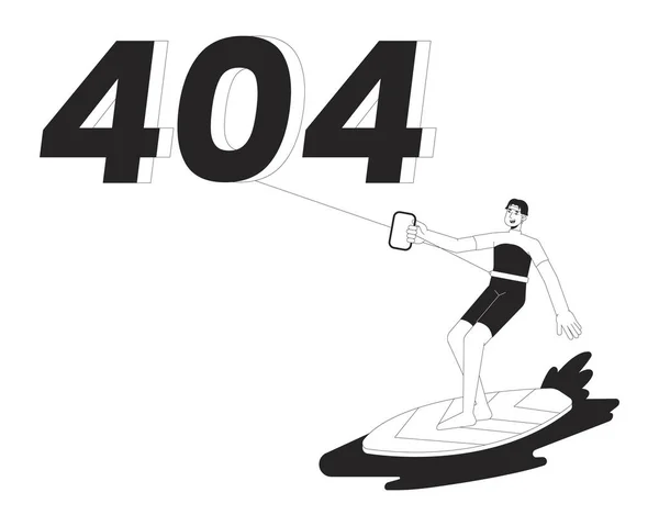 Kiteboarding Noir Blanc Erreur 404 Message Flash Loisirs Nautiques Surfeur — Image vectorielle