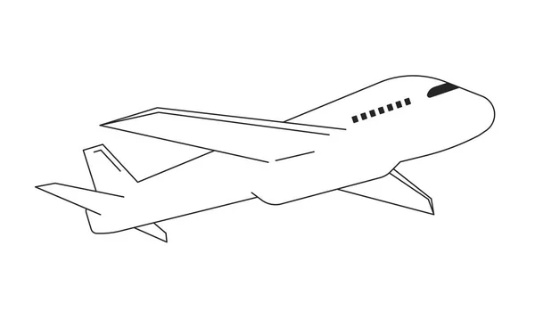 Avión Volando Plano Monocromo Objeto Vectorial Aislado Vuelo Avión Pasajeros — Vector de stock