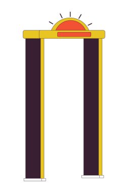 Işık saçan düz çizgi renkli izole vektör nesneli güvenlik kapısı. Havaalanı kontrol noktası. Beyaz arkaplanda düzenlenebilir resim. Web tasarımı için basit ana hatlı karikatür nokta çizimi