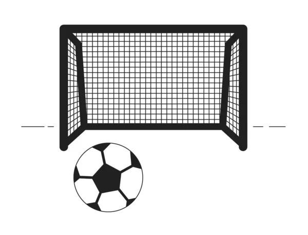 Brána Fotbalový Míč Monochromatický Izolovaný Vektorový Objekt Fotbalové Hřiště Upravitelná — Stockový vektor