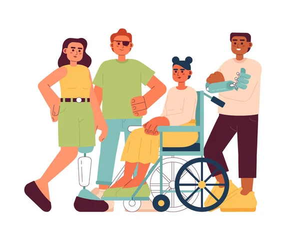 Self-confident people with disabilities semi flat color vector characters. Editable full body people have chronic health condition on white. Simple cartoon spot illustration for web graphic design