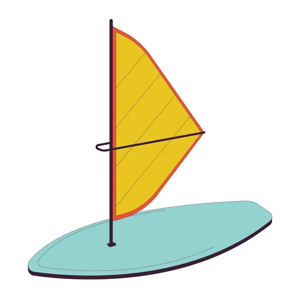 Planche Voile Plat Ligne Couleur Isolé Vecteur Objet Matériel Navigation — Image vectorielle