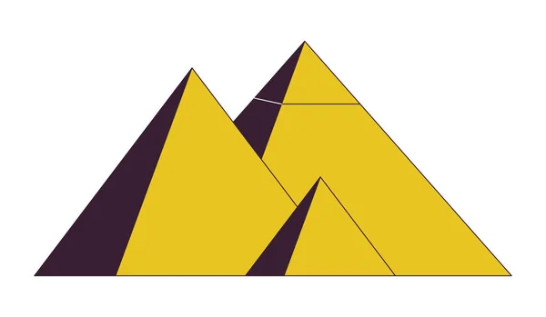 Pyramider Egypten Platt Linje Färg Isolerad Vektor Objekt Turistattraktion Egypten — Stock vektor