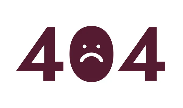 Expresión Triste Negro Blanco Error 404 Mensaje Flash Emoción Infeliz — Vector de stock