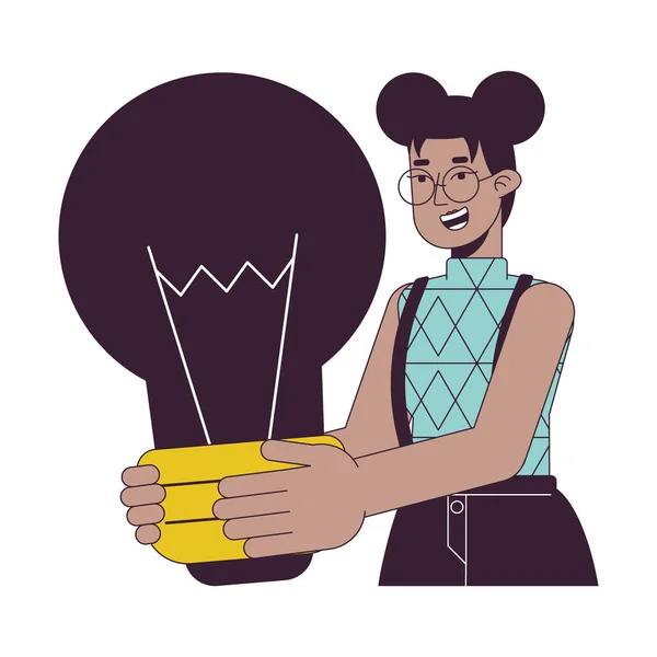 年轻企业家与小企业理念扁平线概念载体点点画 商业女性2D漫画人物在白色网站上为Ui设计 可编辑的孤立色彩英雄图像 — 图库矢量图片