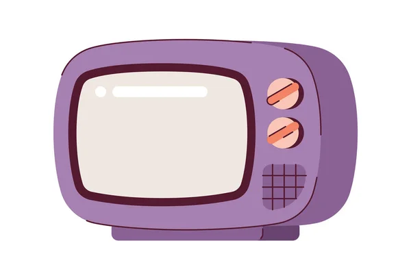 Vintage Τηλεόραση Ημι Επίπεδη Χρώμα Διανυσματικό Αντικείμενο Επεξεργάσιμο Εικονίδιο Τέχνης — Διανυσματικό Αρχείο