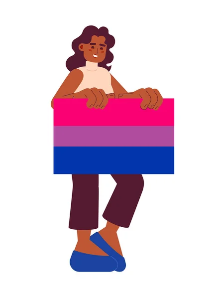 Afroamerikanische Frau Mit Bisexuellem Stolz Flagge Halb Flache Farbe Vektor — Stockvektor