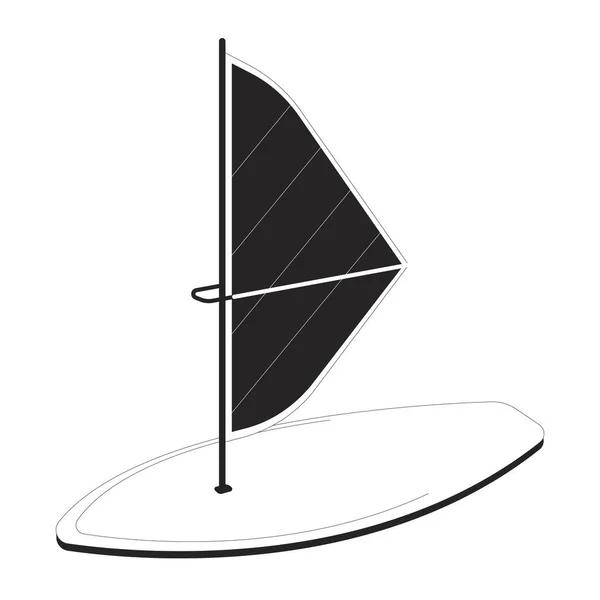 Windsurfbrett Flaches Monochrom Isoliertes Vektorobjekt Windsurf Segelausrüstung Editierbare Schwarz Weiß — Stockvektor