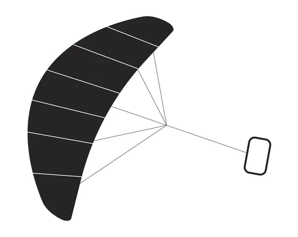 Drachen Aus Kitesurfausrüstung Flaches Monochrom Isoliertes Vektorobjekt Kiteboardausrüstung Editierbare Schwarz — Stockvektor