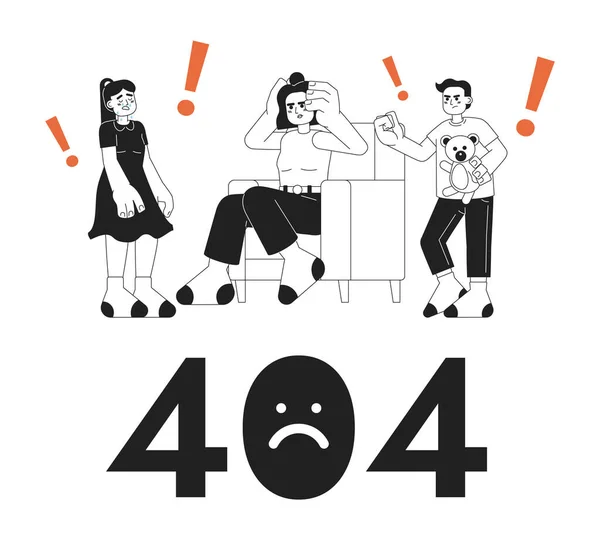 Zły Dzień Rodzicielski Czarny Biały Błąd 404 Flash Wiadomość Zmęczona — Wektor stockowy