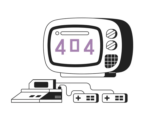 Screen Console Video Game Black White Error 404 Flash Message — Stock Vector