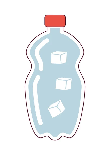 装有冰块的水瓶是半扁平的彩色矢量物体 夏天清凉用矿泉水 可编辑的卡通画剪贴画的白色背景图标 用于网页平面设计的简单点画 — 图库矢量图片