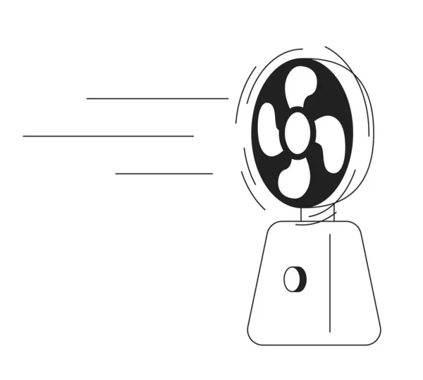 风扇吹单色平面矢量物体 夏天的热风扇 电动螺旋桨呼吸器 可编辑的黑白细线图标 用于网页平面设计的简单卡通剪贴画 — 图库矢量图片