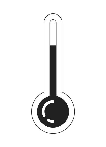 温度計ホットモノクロフラットベクトルオブジェクト 気温は 暑い夏だ 波熱だ 編集可能な黒と白の細い線のアイコン ウェブグラフィックデザインのためのシンプルな漫画クリップアートスポットイラスト — ストックベクタ