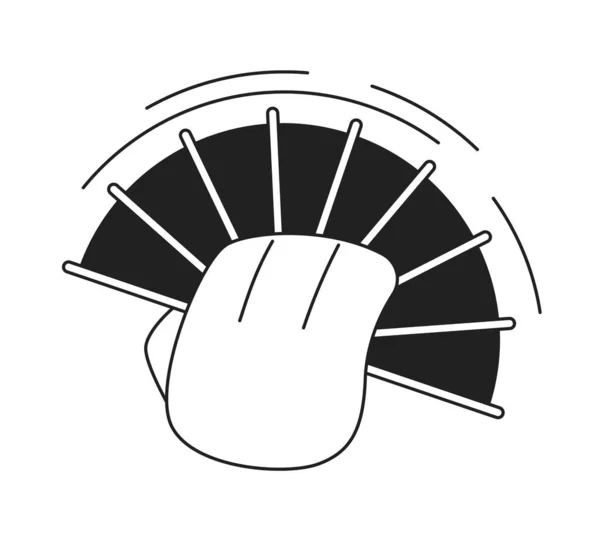 Рука Складывающимся Вентилятором Охлаждает Монохроматическую Плоскую Векторную Руку Размахиваю Вентилятором — стоковый вектор