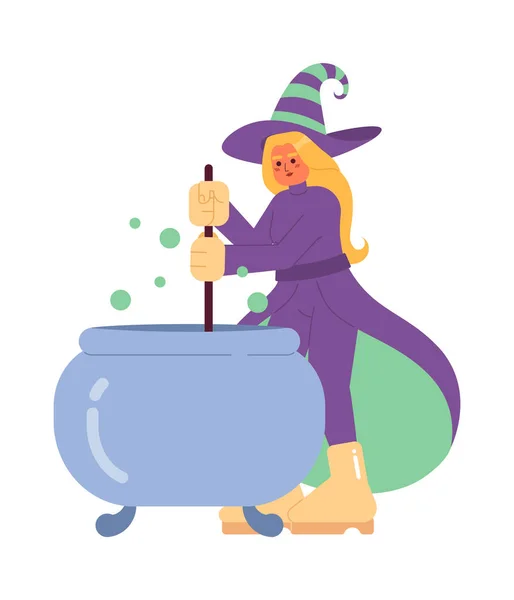 Boldog Halloween Boszorkány Lapos Koncepció Vektor Spot Illusztráció Gonosz Boszorkány — Stock Vector