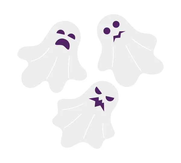 Šťastný Halloween Duchové Plochý Koncept Vektorové Místo Ilustrace Strašidelný Dům — Stockový vektor