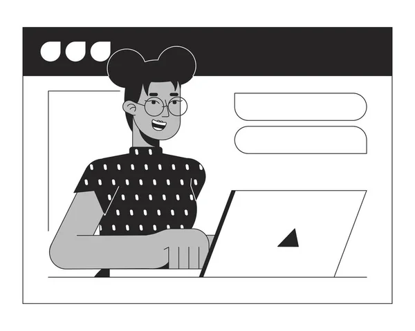 Siyah Kadın Web Konsept Vektör Nokta Illüstrasyonuyla Buluşuyor Tasarımı Için — Stok Vektör
