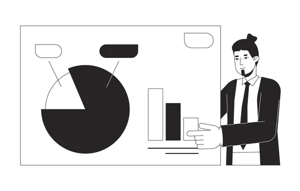Presentatie Business Man Concept Vector Spot Illustratie Europese Mannelijke Sales — Stockvector