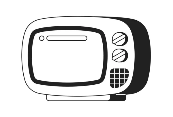复古电视单色平面矢量对象 可编辑的黑白细线图标 用于网页平面设计的简单卡通剪贴画 — 图库矢量图片