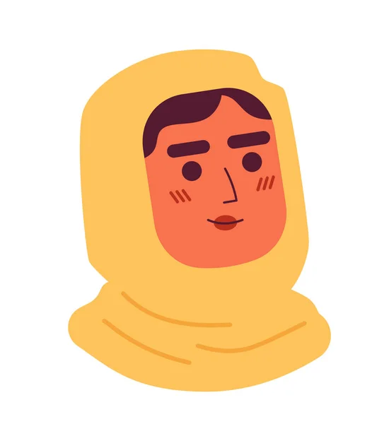 穆斯林妇女头戴头巾半扁平的矢量头 可编辑的卡通人物图标 面对情绪 网页平面设计 动画的彩色图片 — 图库矢量图片